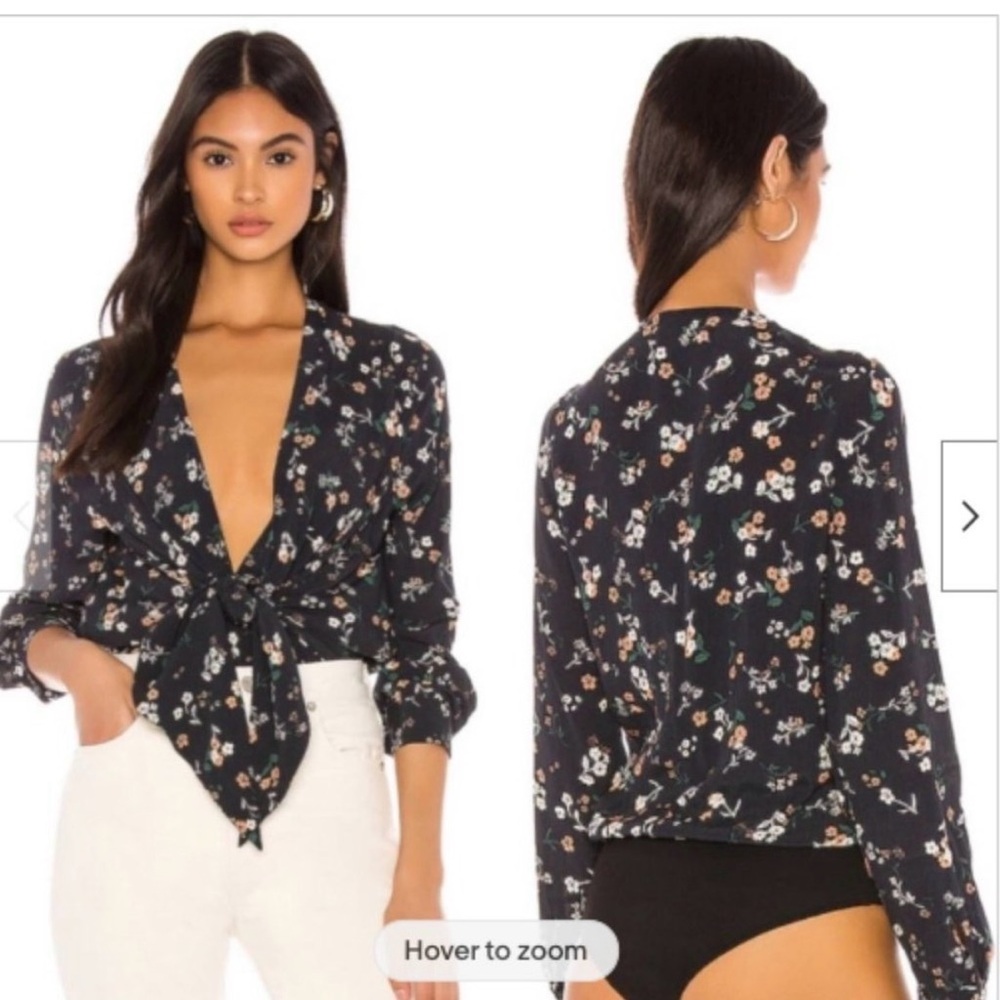 Capulet Daria Floral Tie-Front Blouse - Black